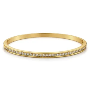 Bracelete banho dourado cravejado transparente