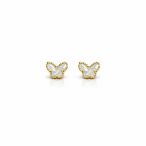Brinco banho dourado - Borboleta Pontilhada Resina