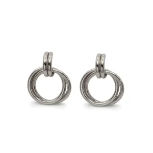 Brinco de aco inox - argola dupla