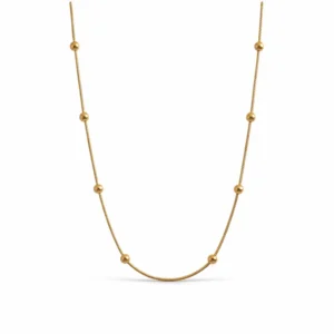 Colar banho dourado - corrente Serpente com 12 bolinhas