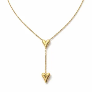 Colar banho dourado - duplo Coracao desenhado