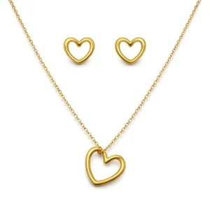 Conjunto banho dourado - Coração Assimétrico vazado