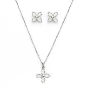 Conjunto de aço inox - Flor de quatro pétalas