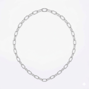 Gargantilha de aco inox - elo Cartier redondo alongado
