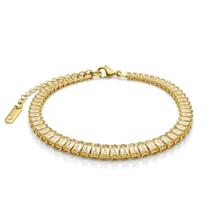 Pulseira banho dourado corrente zircônia