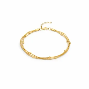 Pulseira tripla banho dourado - Corrente Serpente